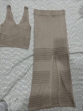 Knit Maxi Skirt in Taupe